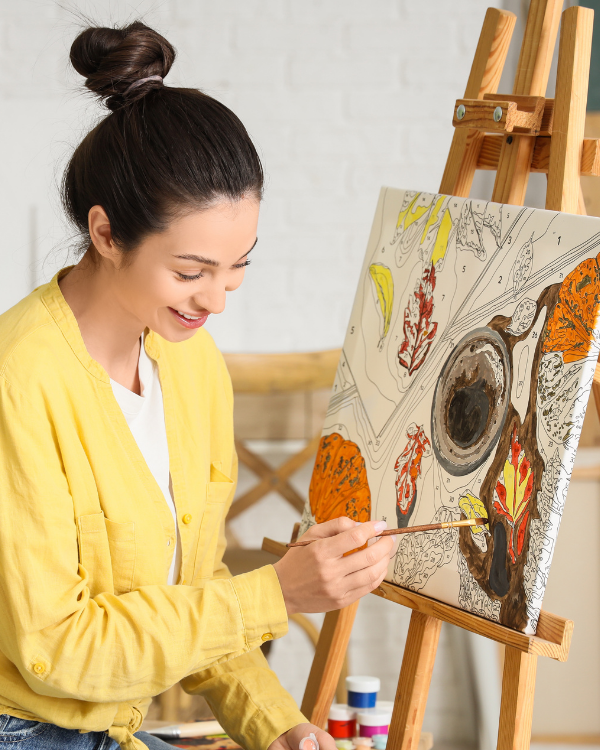 (Çerçevesiz) Kişiye Özel Tuval Kağıdında Sayılarla Boyama Seti Fırça Ve Boya Dahil