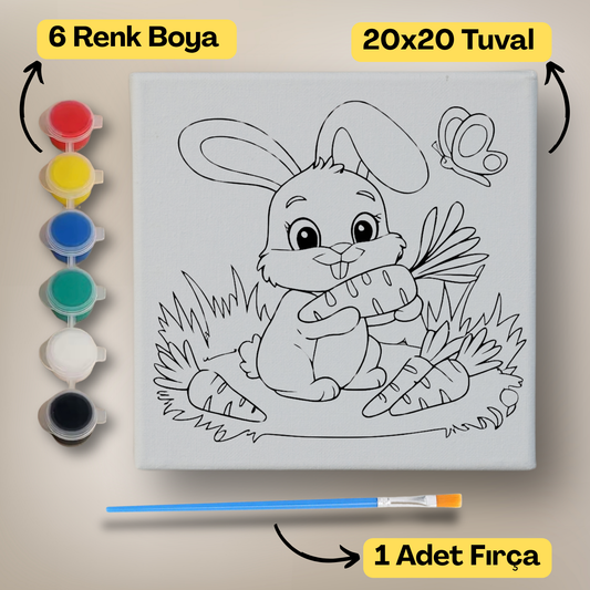 20x20 Çocuklar İçin Boyama Tuvali Seti – 6 Renk Boya + Fırça Dahil - 131 ürün görseli