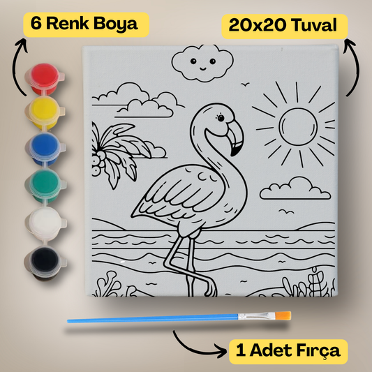 20x20 Çocuklar İçin Boyama Tuvali Seti – 6 Renk Boya + Fırça Dahil - 145 ürün görseli