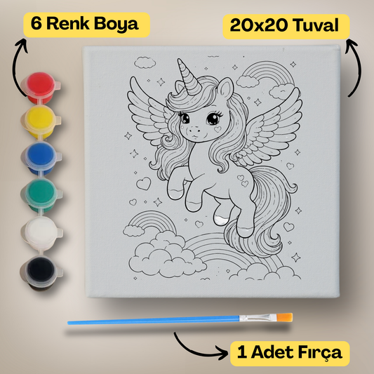 20x20 Çocuklar İçin Boyama Tuvali Seti – 6 Renk Boya + Fırça Dahil - 219 ürün görseli