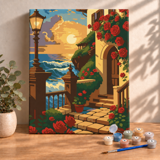 Sayılarla Boyama Ahşap Çerçeveli Kasnaklı Tuval Seti Fırça Boya Dahil Çıtalı 40x50 Cm