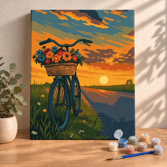 Sayılarla Boyama Ahşap Çerçeveli Kasnaklı Tuval Seti Fırça Boya Dahil Çıtalı 40x50 Cm