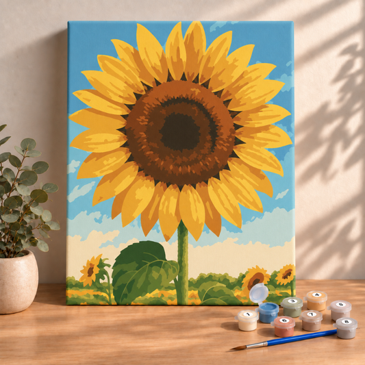 Sayılarla Boyama Ahşap Çerçeveli Kasnaklı Tuval Seti Fırça Boya Dahil Çıtalı 40x50 Cm