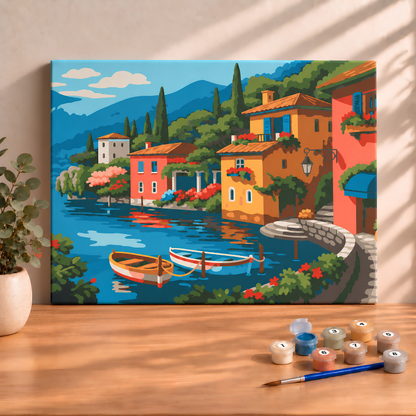 Sayılarla Boyama Ahşap Çerçeveli Kasnaklı Tuval Seti Fırça Boya Dahil Çıtalı 40x50 Cm