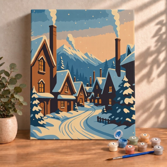 Sayılarla Boyama Ahşap Çerçeveli Kasnaklı Tuval Seti Fırça Boya Dahil Çıtalı 40x50 Cm
