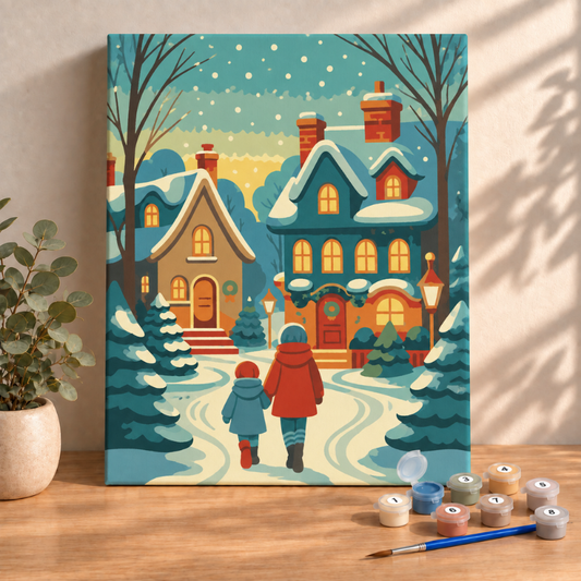 Sayılarla Boyama Ahşap Çerçeveli Kasnaklı Tuval Seti Fırça Boya Dahil Çıtalı 40x50 Cm