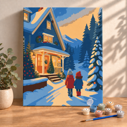 Sayılarla Boyama Ahşap Çerçeveli Kasnaklı Tuval Seti Fırça Boya Dahil Çıtalı 40x50 Cm