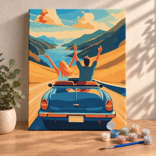 Sayılarla Boyama Ahşap Çerçeveli Kasnaklı Tuval Seti Fırça Boya Dahil Çıtalı 40x50 Cm