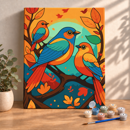 Sayılarla Boyama Ahşap Çerçeveli Kasnaklı Tuval Seti Fırça Boya Dahil Çıtalı 40x50 Cm