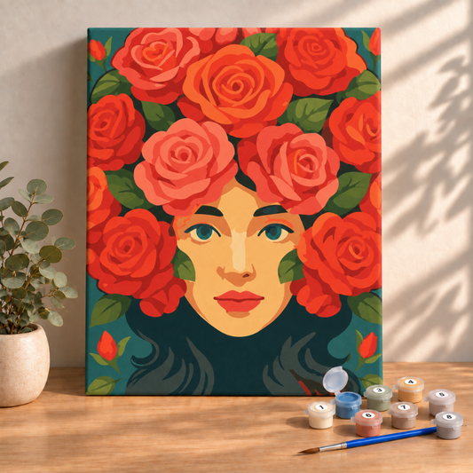 Sayılarla Boyama Ahşap Çerçeveli Kasnaklı Tuval Seti Fırça Boya Dahil Çıtalı 40x50 Cm