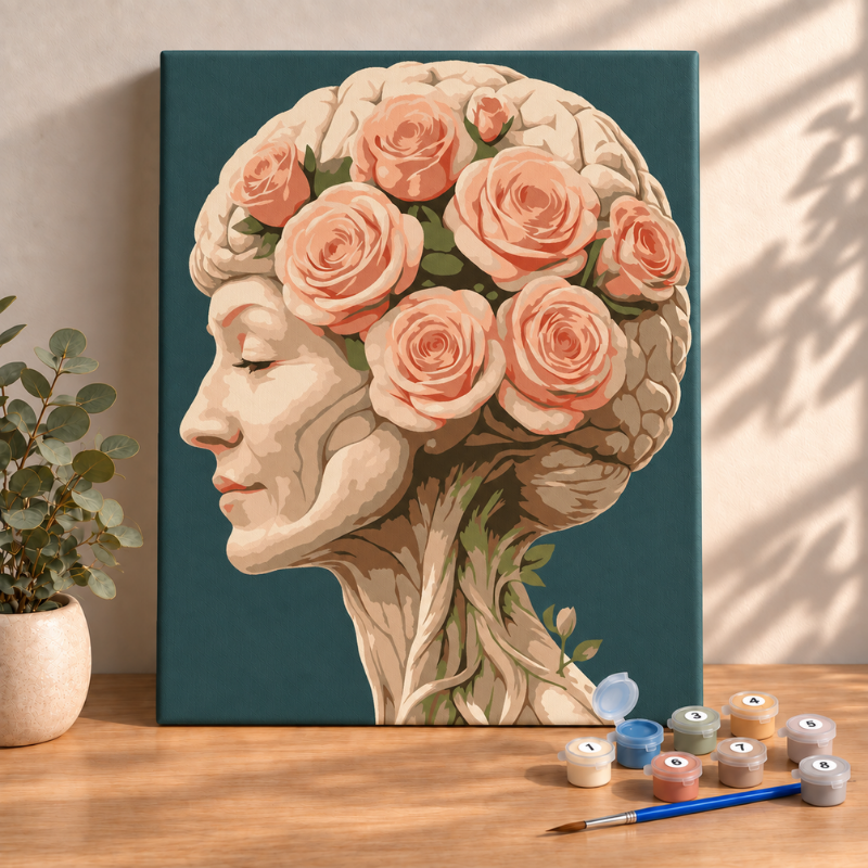 Sayılarla Boyama Ahşap Çerçeveli Kasnaklı Tuval Seti Fırça Boya Dahil Çıtalı 40x50 Cm
