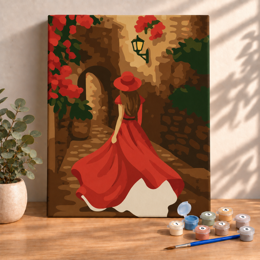 Sayılarla Boyama Ahşap Çerçeveli Kasnaklı Tuval Seti Fırça Boya Dahil Çıtalı 40x50 Cm