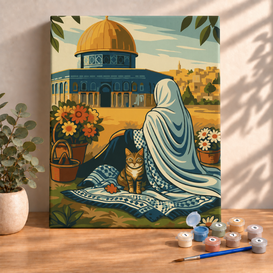 Sayılarla Boyama Ahşap Çerçeveli Kasnaklı Tuval Seti Fırça Boya Dahil Çıtalı 40x50 Cm