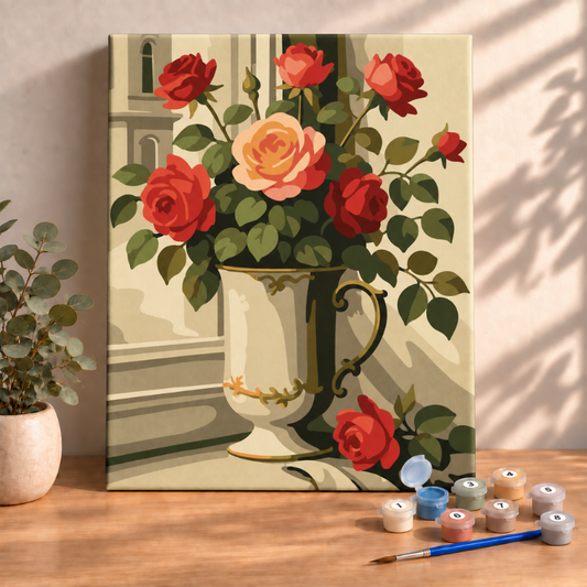Sayılarla Boyama Ahşap Çerçeveli Kasnaklı Tuval Seti Fırça Boya Dahil Çıtalı 40x50 Cm