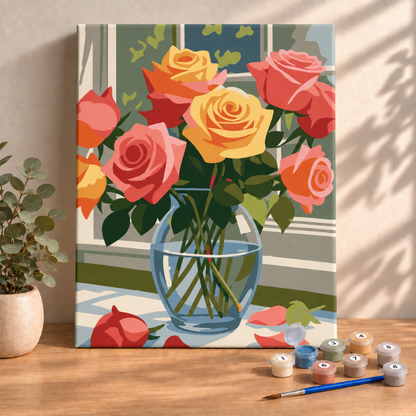 Sayılarla Boyama Ahşap Çerçeveli Kasnaklı Tuval Seti Fırça Boya Dahil Çıtalı 40x50 Cm