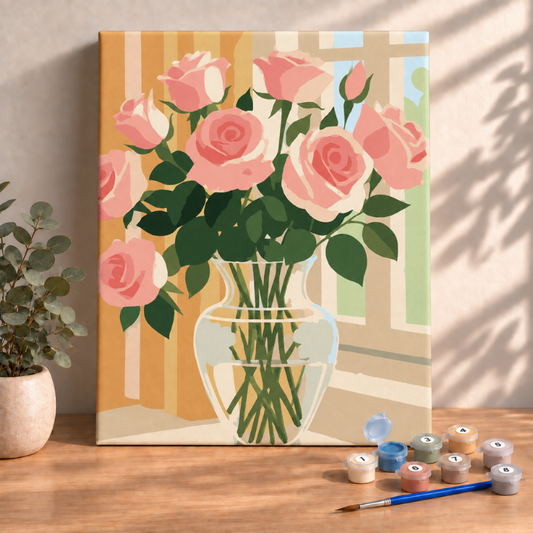Sayılarla Boyama Ahşap Çerçeveli Kasnaklı Tuval Seti Fırça Boya Dahil Çıtalı 40x50 Cm