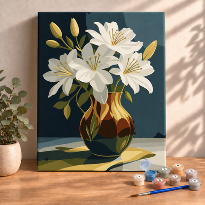 Sayılarla Boyama Ahşap Çerçeveli Kasnaklı Tuval Seti Fırça Boya Dahil Çıtalı 40x50 Cm