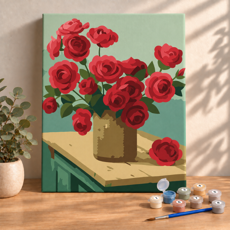 Sayılarla Boyama Ahşap Çerçeveli Kasnaklı Tuval Seti Fırça Boya Dahil Çıtalı 40x50 Cm