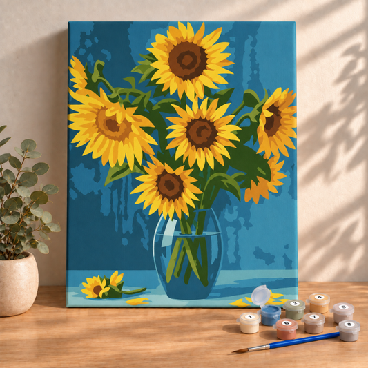 Sayılarla Boyama Ahşap Çerçeveli Kasnaklı Tuval Seti Fırça Boya Dahil Çıtalı 40x50 Cm