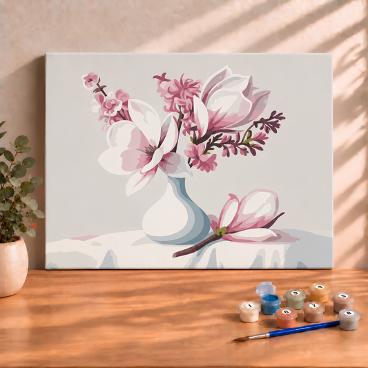 Sayılarla Boyama Ahşap Çerçeveli Kasnaklı Tuval Seti Fırça Boya Dahil Çıtalı 40x50 Cm