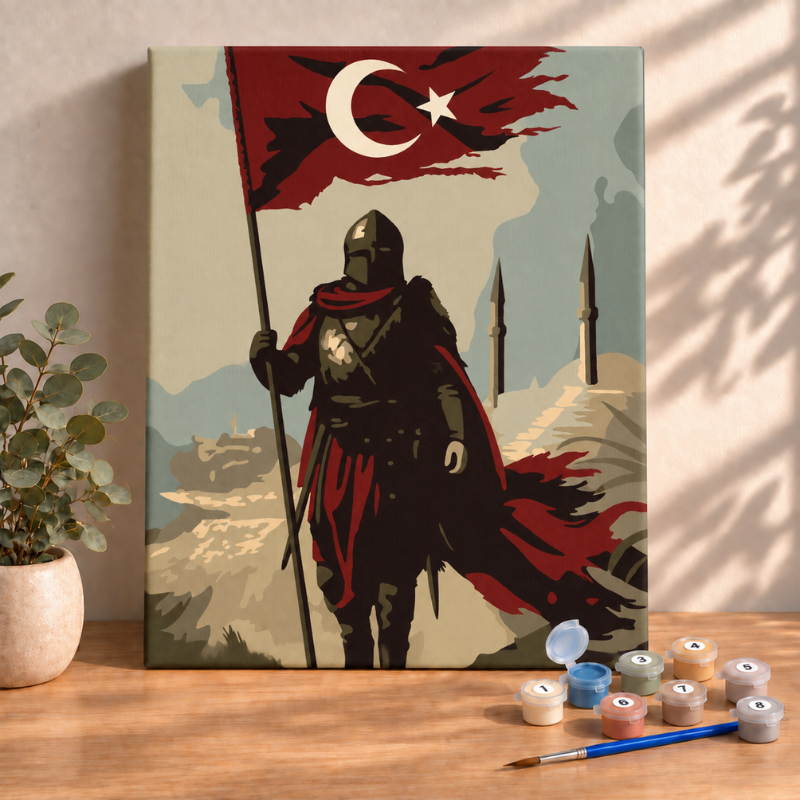 Sayılarla Boyama Ahşap Çerçeveli Kasnaklı Tuval Seti Fırça Boya Dahil Çıtalı 40x50 Cm