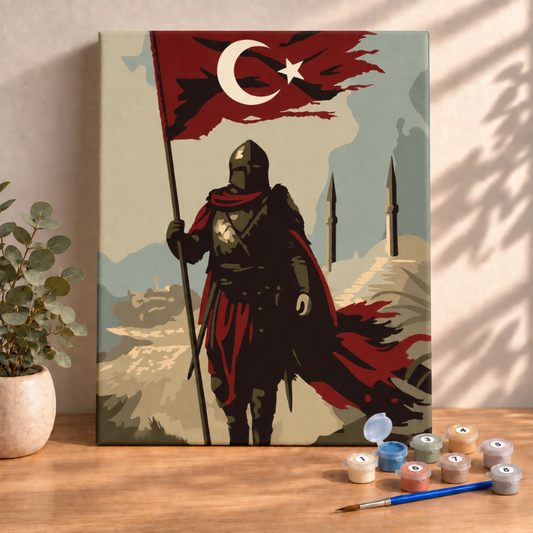 Sayılarla Boyama Ahşap Çerçeveli Kasnaklı Tuval Seti Fırça Boya Dahil Çıtalı 40x50 Cm