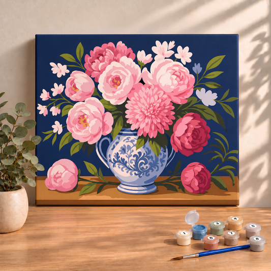 Sayılarla Boyama Ahşap Çerçeveli Kasnaklı Tuval Seti Fırça Boya Dahil Çıtalı 40x50 Cm