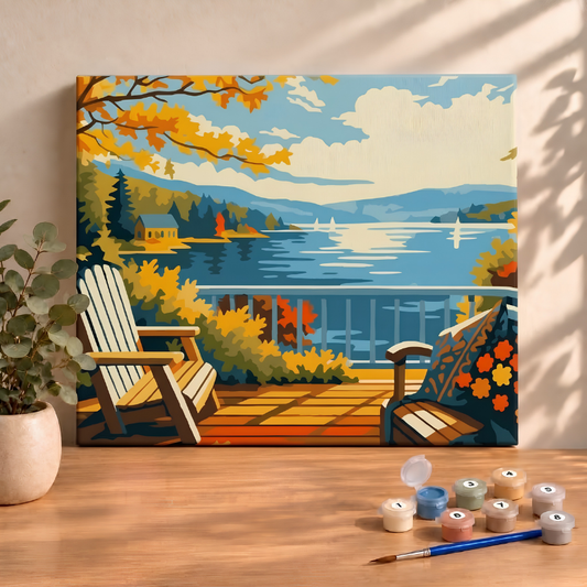 Sayılarla Boyama Ahşap Çerçeveli Kasnaklı Tuval Seti Fırça Boya Dahil Çıtalı 40x50 Cm