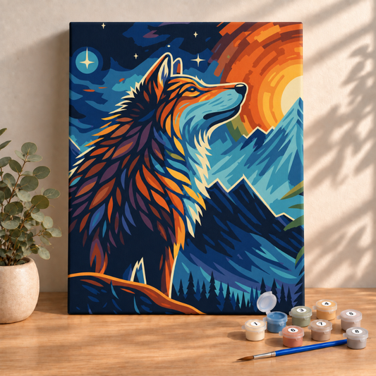 Sayılarla Boyama Ahşap Çerçeveli Kasnaklı Tuval Seti Fırça Boya Dahil Çıtalı 40x50 Cm