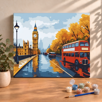 Sayılarla Boyama Ahşap Çerçeveli Kasnaklı Tuval Seti Fırça Boya Dahil Çıtalı 40x50 Cm