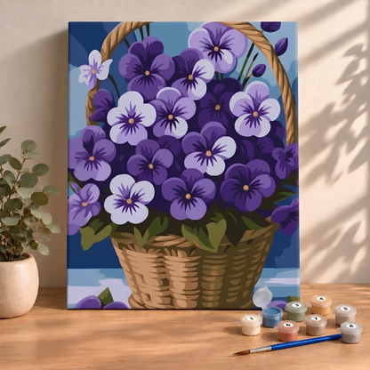 Sayılarla Boyama Ahşap Çerçeveli Kasnaklı Tuval Seti Fırça Boya Dahil Çıtalı 40x50 Cm