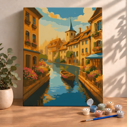 Sayılarla Boyama Ahşap Çerçeveli Kasnaklı Tuval Seti Fırça Boya Dahil Çıtalı 40x50 Cm