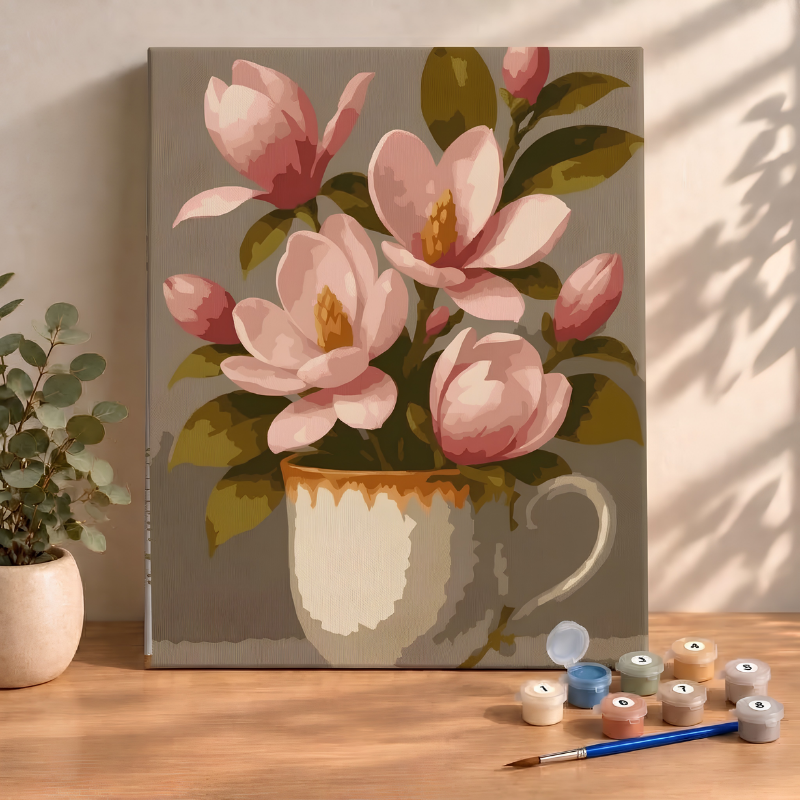 Sayılarla Boyama Ahşap Çerçeveli Kasnaklı Tuval Seti Fırça Boya Dahil Çıtalı 40x50 Cm