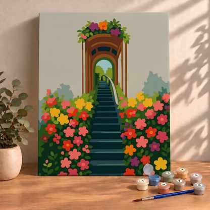 Sayılarla Boyama Ahşap Çerçeveli Kasnaklı Tuval Seti Fırça Boya Dahil Çıtalı 40x50 Cm