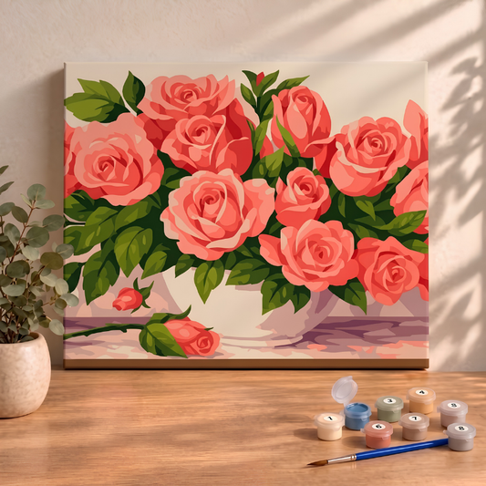 Sayılarla Boyama Ahşap Çerçeveli Kasnaklı Tuval Seti Fırça Boya Dahil Çıtalı 40x50 Cm