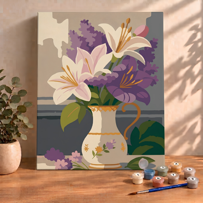 Sayılarla Boyama Ahşap Çerçeveli Kasnaklı Tuval Seti Fırça Boya Dahil Çıtalı 40x50 Cm