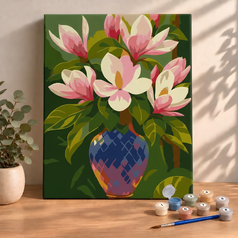 Sayılarla Boyama Ahşap Çerçeveli Kasnaklı Tuval Seti Fırça Boya Dahil Çıtalı 40x50 Cm