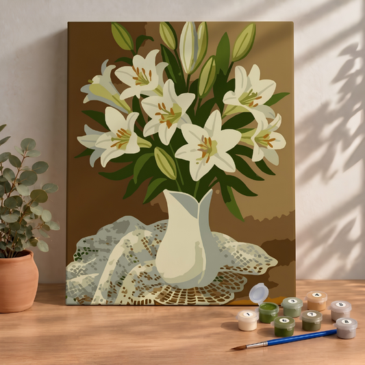 Sayılarla Boyama Ahşap Çerçeveli Kasnaklı Tuval Seti Fırça Boya Dahil Çıtalı 40x50 Cm