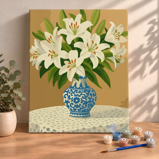 Sayılarla Boyama Ahşap Çerçeveli Kasnaklı Tuval Seti Fırça Boya Dahil Çıtalı 40x50 Cm