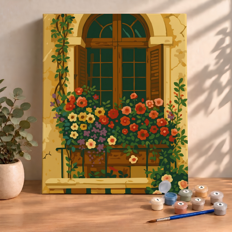 Sayılarla Boyama Ahşap Çerçeveli Kasnaklı Tuval Seti Fırça Boya Dahil Çıtalı 40x50 Cm