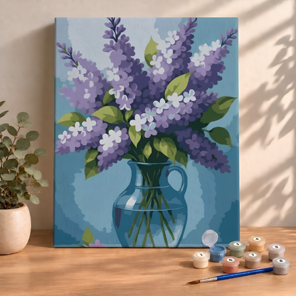 Sayılarla Boyama Ahşap Çerçeveli Kasnaklı Tuval Seti Fırça Boya Dahil Çıtalı 40x50 Cm