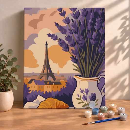 Sayılarla Boyama Ahşap Çerçeveli Kasnaklı Tuval Seti Fırça Boya Dahil Çıtalı 40x50 Cm