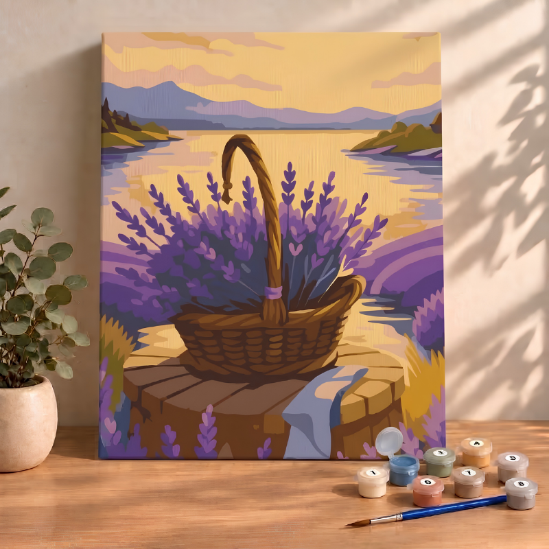 Sayılarla Boyama Ahşap Çerçeveli Kasnaklı Tuval Seti Fırça Boya Dahil Çıtalı 40x50 Cm