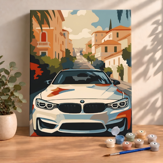 Sayılarla Boyama Ahşap Çerçeveli Kasnaklı Tuval Seti Fırça Boya Dahil Çıtalı 40x50 Cm