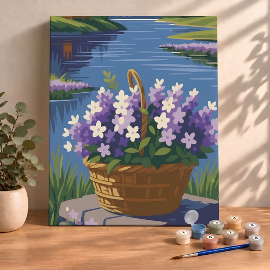 Sayılarla Boyama Ahşap Çerçeveli Kasnaklı Tuval Seti Fırça Boya Dahil Çıtalı 40x50 Cm