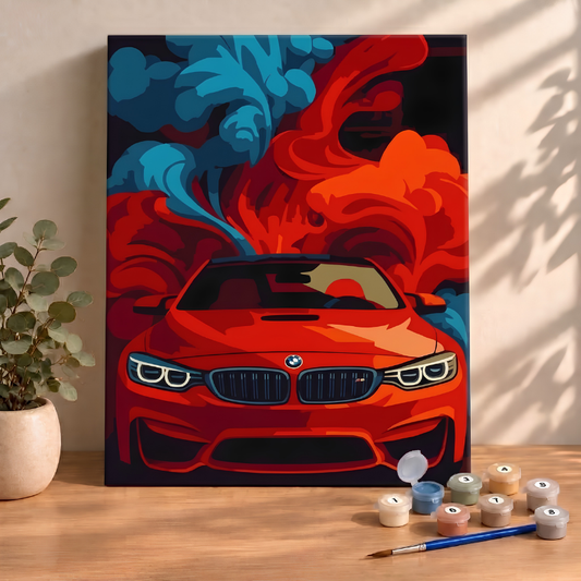 Sayılarla Boyama Ahşap Çerçeveli Kasnaklı Tuval Seti Fırça Boya Dahil Çıtalı 40x50 Cm