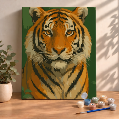 Sayılarla Boyama Seti 40x50 Cm (Çıtalı) Fırça Boya Dahil Numaralı Tuval-Kaplan Portre
