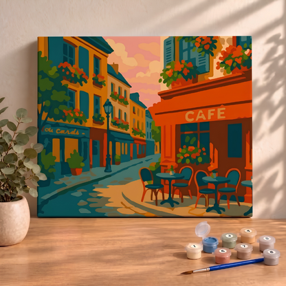 Sayılarla Boyama Seti 40x50 Cm (Çıtalı) Fırça Boya Dahil Numaralı Tuval-Paris Sokakları