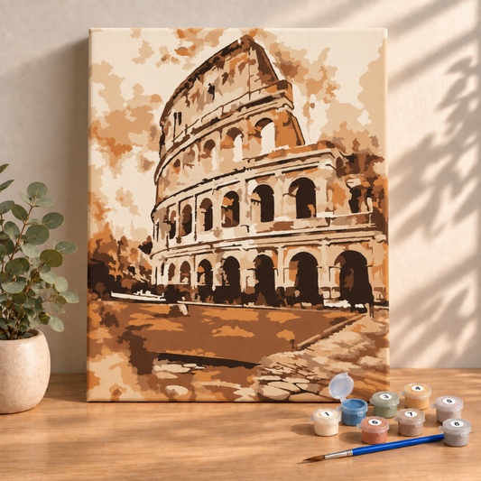 Sayılarla Boyama Ahşap Çerçeveli Kasnaklı Tuval Seti Fırça Boya Dahil Çıtalı 40x50 Cm