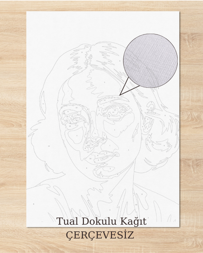 (Çerçevesiz) Kişiye Özel Tuval Kağıdında Sayılarla Boyama Seti Fırça Ve Boya Dahil